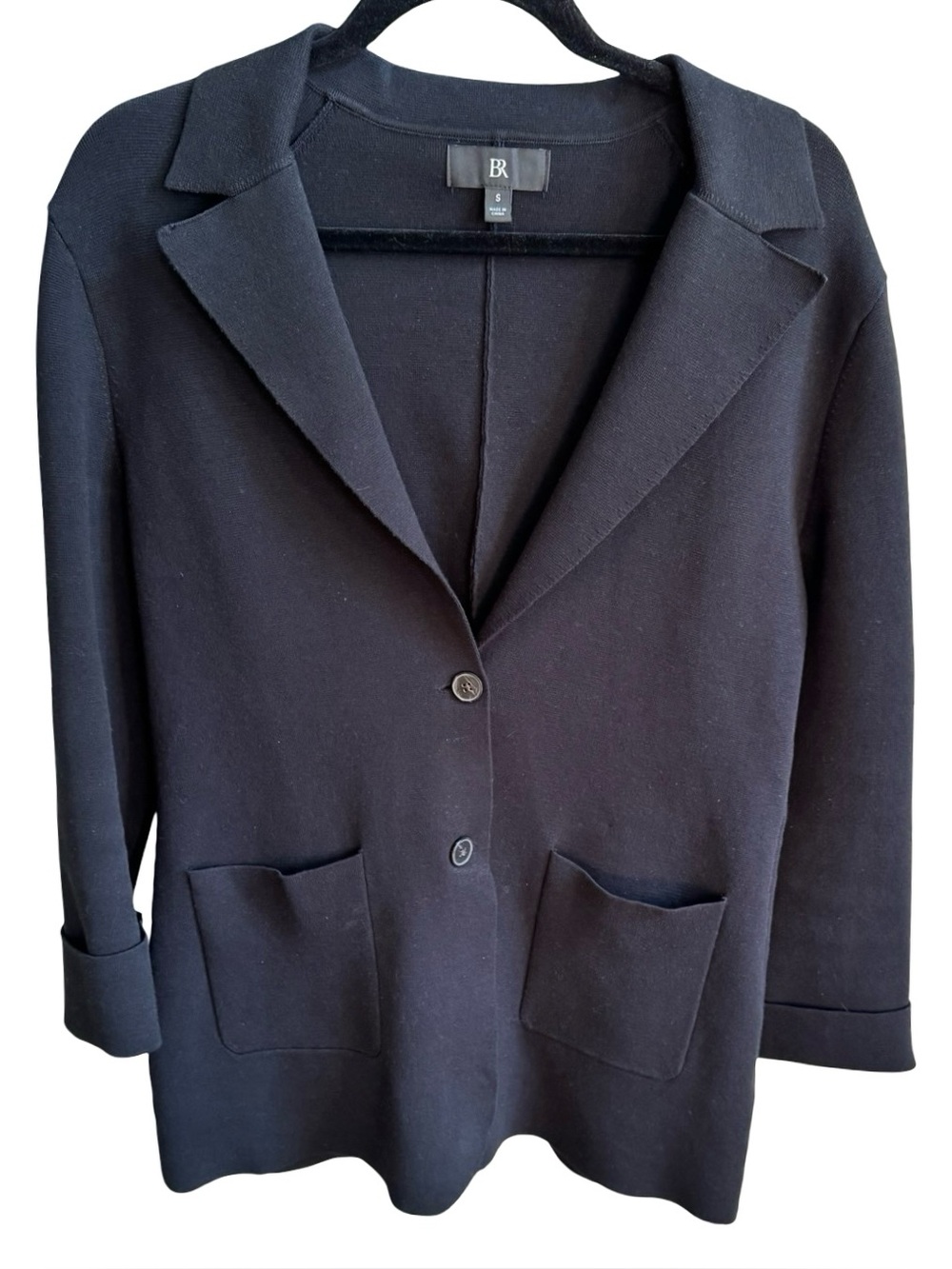 Banana Republic Women's Milano Black Knit Blazer with Patch Pockets